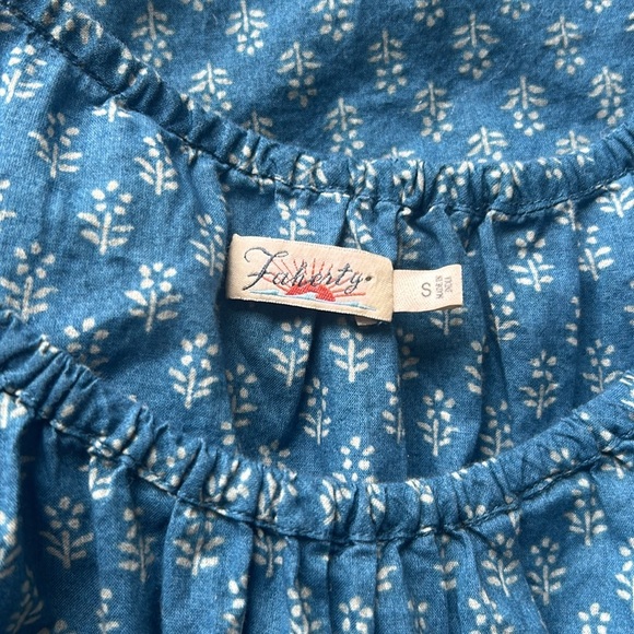 Faherty Willow Floral Midi Dress Womens Small Short Sleeve Tiered Peasant Boho - Picture 7 of 8